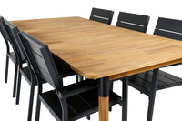 Spisegruppe Julian & Levels rektangulær 210 x 100 + spisestoler 2-pakk – natur og svart
