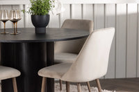 Spisebord Olivia & Night rundt ⌀110 + spisestol 2-pakk – svart og beige