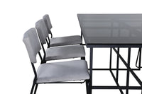 Spisestol 2-pakk + Rektangulært spisebord 200 x 90 – grå og svart