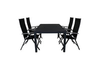 Posisjonsstol Albany & Marbella 2-pakk + Rektangulært spisebord 160 x 100 – svart