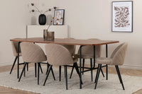 Spisegruppe Uno & Velvet rektangulært 200 x 90 + spisestol 2-pakk – natur og beige