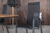 Spisebord Chan & Copacabana rektangulært 200 × 100 + lenestol 2-pakk – natur og svart