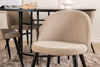 Spisebord rundt ⌀140 – svart + spisestol 2-pakk – beige
