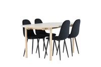 Spisestol Polar & Andy 2-pakk – svart + Spisebord ovalt 180 x 90 – hvitkalket