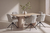 Spisestol Manchi & Olivia 2-pakk – brun + Spisebord rektangulært 210 x 100 – whitewash