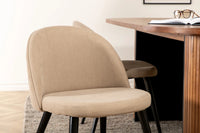 Spisegruppe oval 200 x 90 + spisestol 2-pakk – valnøtt og beige