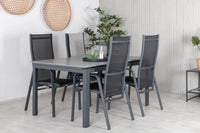 Spisegruppe Levels & Copacabana 160 x 100 + reklinerstol 2-pakk – svart