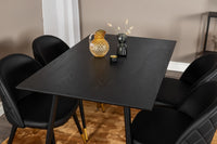 Spisegruppe Dipp & Velvet 120 x 85 + 2-pakk spisestoler – svart