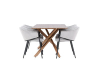 Spisestol Evelina & Piazza 2-pakk + rektangulært spisebord 180 x 90 – grå og mocca