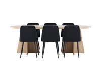 Spisestol Night & Bootcut 2-pakk – svart + Spisebord ovalt 230 x 115 – natur