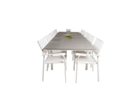 Spisebord Levels & Santorini rektangulært 229 × 100 + spisestol 2-pakk – hvit