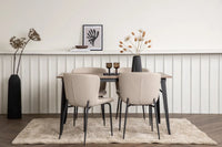 Spisegruppe Tempe & Modesto rektangulær 140 x 80 med 2-pakk spisestoler – valnøtt og brun
