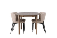 Spisestol Modesto & Andy 2-pakk – beige + Spisebord ovalt 180 x 90 – natur