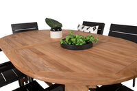 Spisestol Kenya 2-pakk – svart + Spisebord ovalt 180 x 120 – natur
