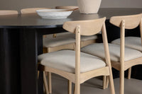 Spisestol Ven & Tyresö 2-pakk + Spisebord ovalt 220 x 100 – hvitvasket og svart