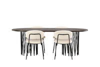 Spisegruppe 2-pakk oval 220 x 100 – hvit og mokka