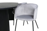 Spisestol Berit & Bianca + Spisebord ovalt 200 x 90 – grå og svart