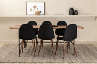 Spisegruppe Uno & Polar 200 x 90 + 2-pakk spisestoler – natur og svart