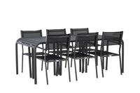 Spisestol Copacabana & Borneo 2-pakk + Rektangulært spisebord 200 × 100 – svart