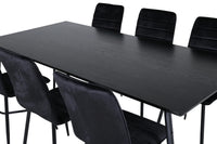 Spisebord Petra & Windu 190 x 90 + spisestol 2-pakk – svart