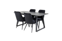 Rektangulært spisebord Inca & Velvet Deluxe 160 x 85 + spisestol 2-pakk – svart