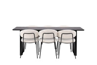 Spisegruppe Chico & Vail 2-pakk + spisebord 200 × 100 – hvit og svart