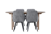 Spisestol Rosie & Andy 2-pakk + Ovalt spisebord 180 x 90 – grå og natur