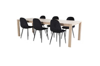 Spisegruppe Slider & Polar 170 x 95 + 2-pakk spisestol – hvitvasket og svart
