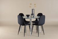 Spisestol Polar & Plaza 2-pakk + Rundt spisebord ⌀100 – svart og grå