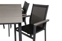 Spisegruppe Levels & Parma 229 × 100 + spisestoler 2-pakk – svart