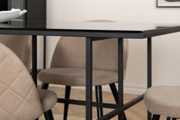 Spisegruppe rektangulær 200 x 90 + spisestol 2-pakk – svart og beige