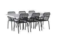 Spisebord Garcia & Peking 200 × 100 + spisestol 2-pakk – grå og svart
