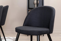 Spisestol Velvet & Piazza 2-pakk + rektangulært spisebord 180 x 90 – svart