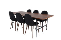 Spisegruppe Uno & Polar 200 x 90 + 2-pakk spisestoler – natur og svart