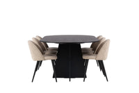 Spisestol Velvet & Bootcut 2-pakk + Spisebord ovalt 230 x 115 – beige og svart