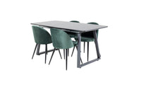 Spisestol Velvet & Inca 2-pakk + Spisebord 160 x 85 – grønn og svart