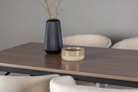 Spisegruppe Berit & Tempe 140 x 80 – beige og valnøtt