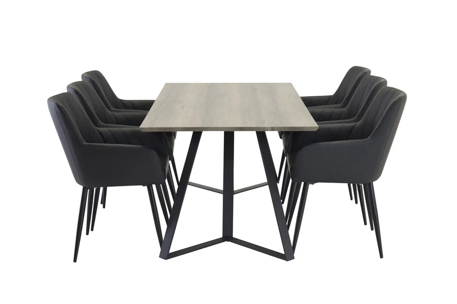 Spisegruppe Marina & Comfort 180 x 90 2-pakk – natur og svart