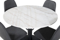 Spisegruppe Polar & Estelle 2-pakk + Rundt spisebord ⌀106 – svart og hvit