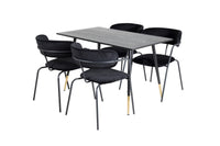Spisestol Arrow & Dipp 2-pakk + Rektangulært spisebord 120 x 85 – svart