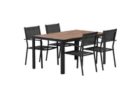 Spisestol Copacabana & Break 2-pakk + Rektangulært spisebord 150 x 90 – svart og mørkegrå