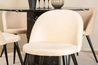 Spisebord rundt ⌀110 og spisestol 2-pakk – svart og beige