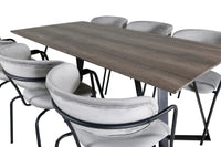 Spisestol Arrow & Marina 2-pakk + Spisebord rektangulært 180 x 90 – grå og natur