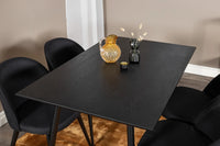 Spisegruppe Dipp & Velvet 120 x 85 + 2-pakk spisestoler – svart