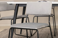 Spisegruppe Jimmy & Kenth 195 x 90 + 2-pakk spisestoler – hvit og grå