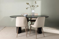 Spisegruppe Isolde 2-pakk + Ovalt 180 x 90 – beige og svart