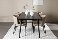Spisegruppe 2-pakk + rektangulært spisebord 230 x 85 – beige og svart