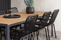 Spisegruppe Break & Peking rektangulær 205 x 90 + 2-pakk spisestoler – natur og svart