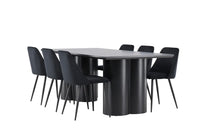 Spisestol Olivia 2-pakk + Spisebord rektangulært 210 x 100 – svart