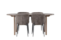Spisestol Modesto & Andy 2-pakk + Spisebord ovalt 180 x 90 – brun og natur
